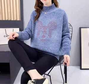VIKA Premium Quality Korean Knitted Turtle Neck Top (Color: Blue)